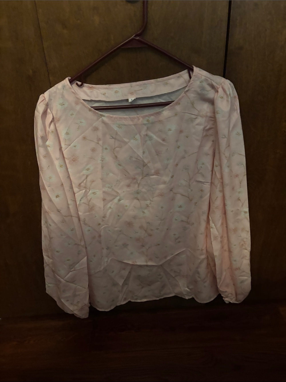 Women's Pink Floral Long-Sleeve Blouse
